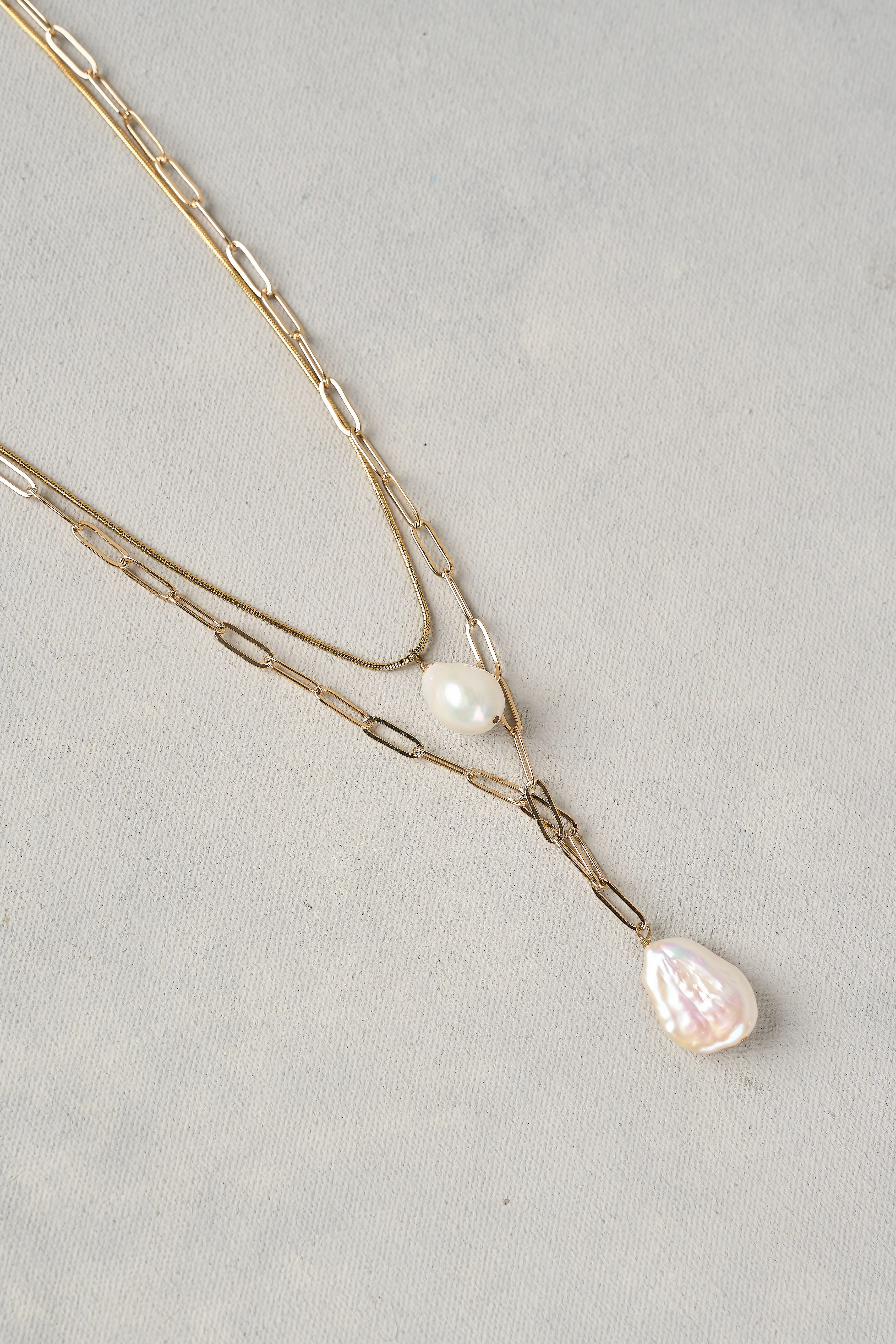 Layered Pearl Necklace - Gold