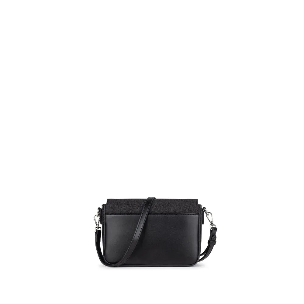 Le Aimee - Sac à main 2-en-1 en cuir vegan noir brillant