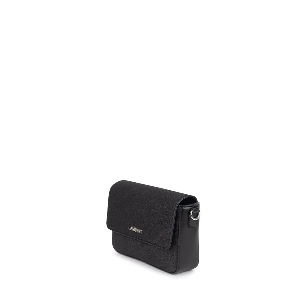 Le Aimee - Sac à main 2-en-1 en cuir vegan noir brillant