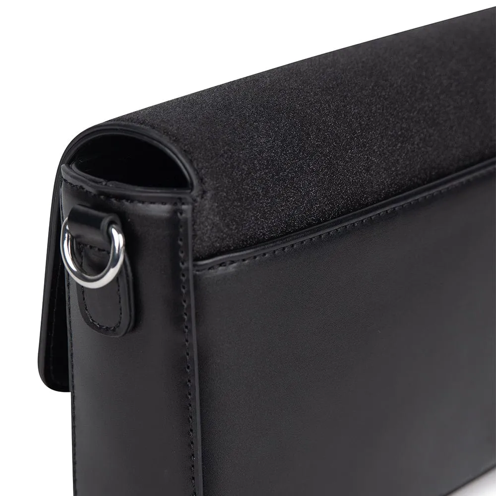 Le Aimee - Sac à main 2-en-1 en cuir vegan noir brillant
