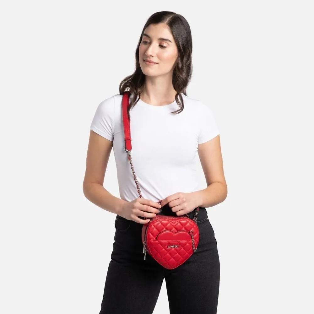 Le Cailli - Sac à main coeur 2-en-1 en cuir vegan cherry