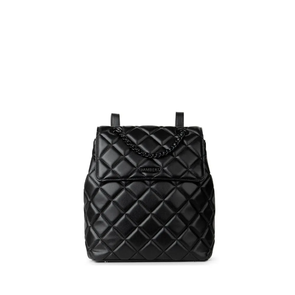 Le Sadie - Sac à dos 2-en-1 matelassé en cuir vegan noir