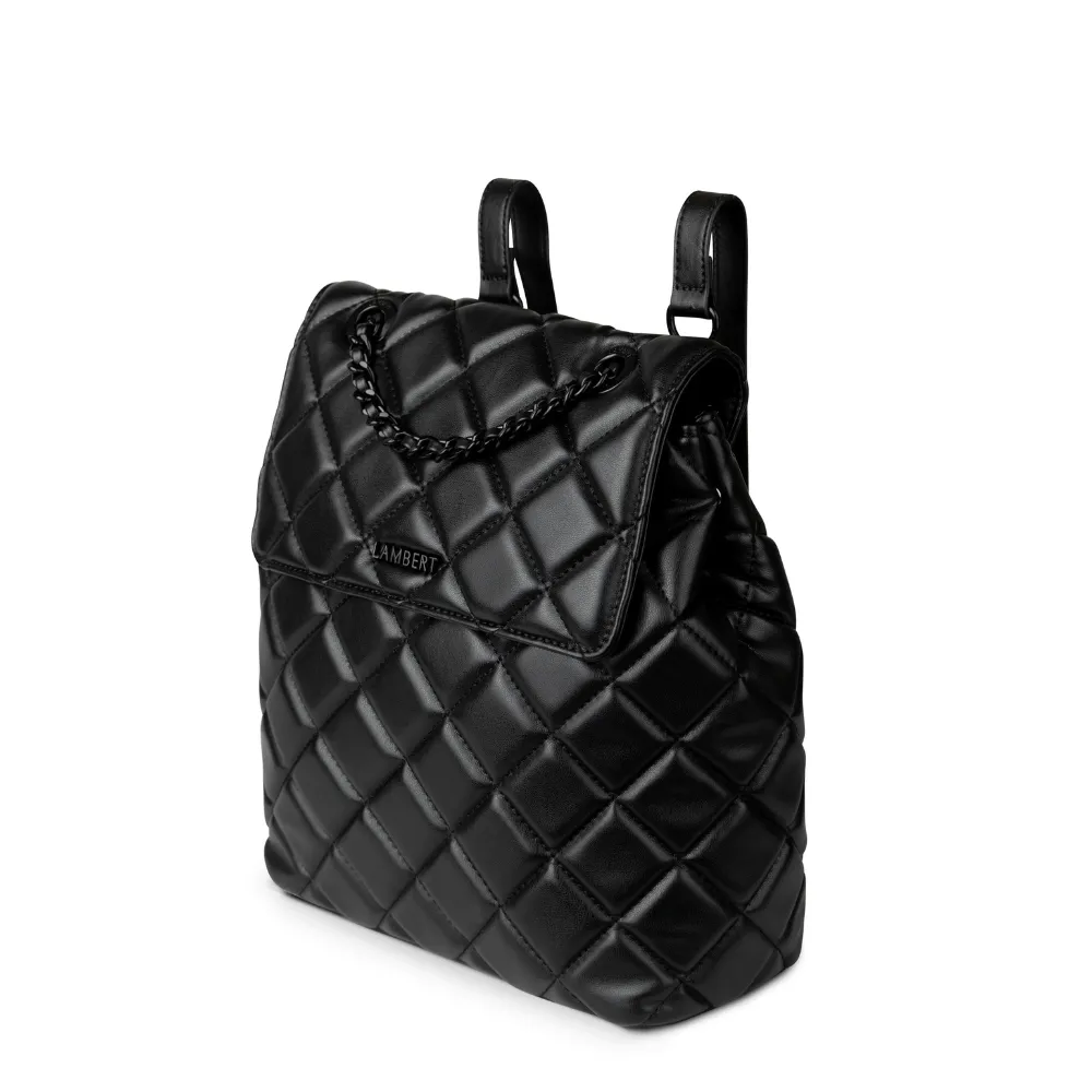 Le Sadie - Sac à dos 2-en-1 matelassé en cuir vegan noir