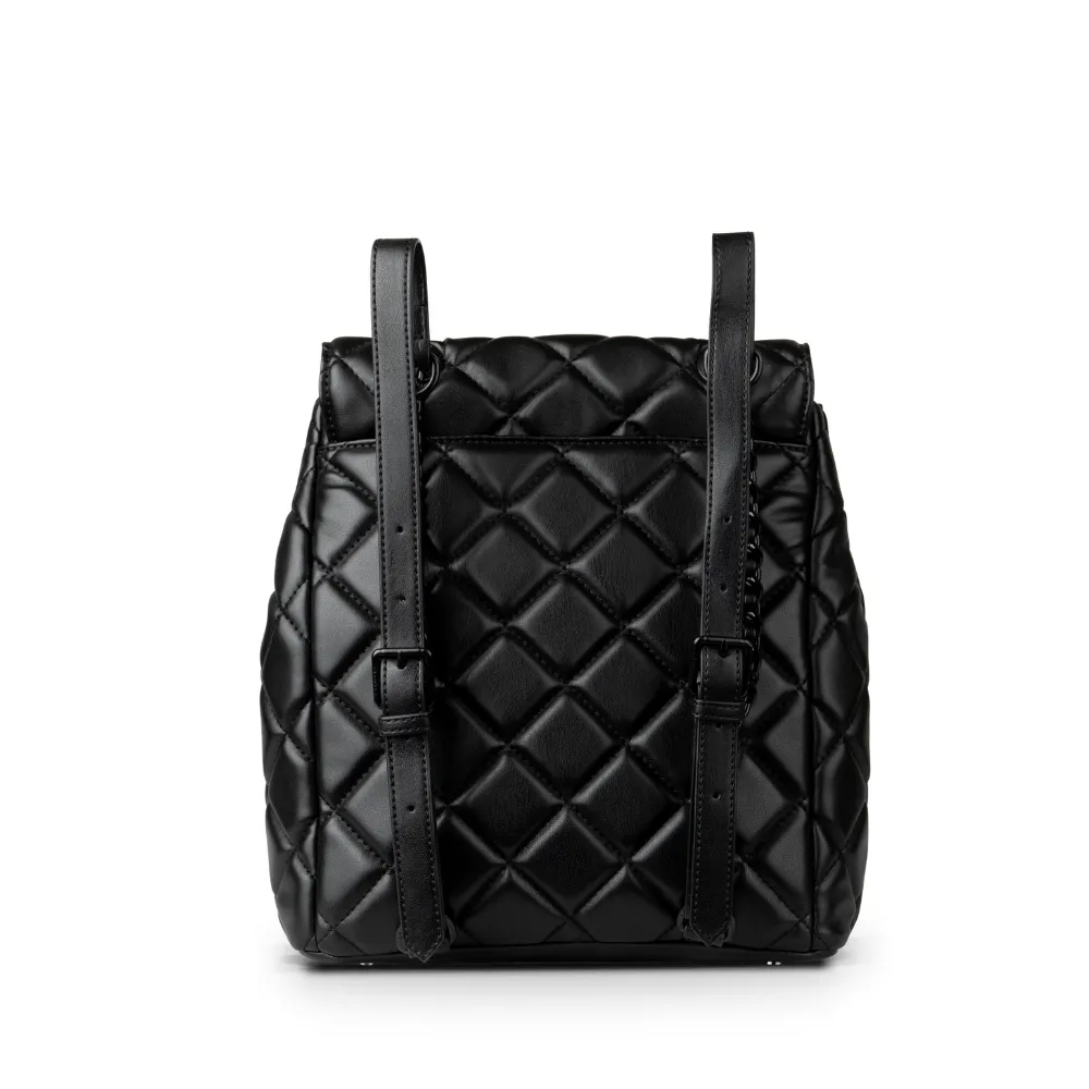 Le Sadie - Sac à dos 2-en-1 matelassé en cuir vegan noir