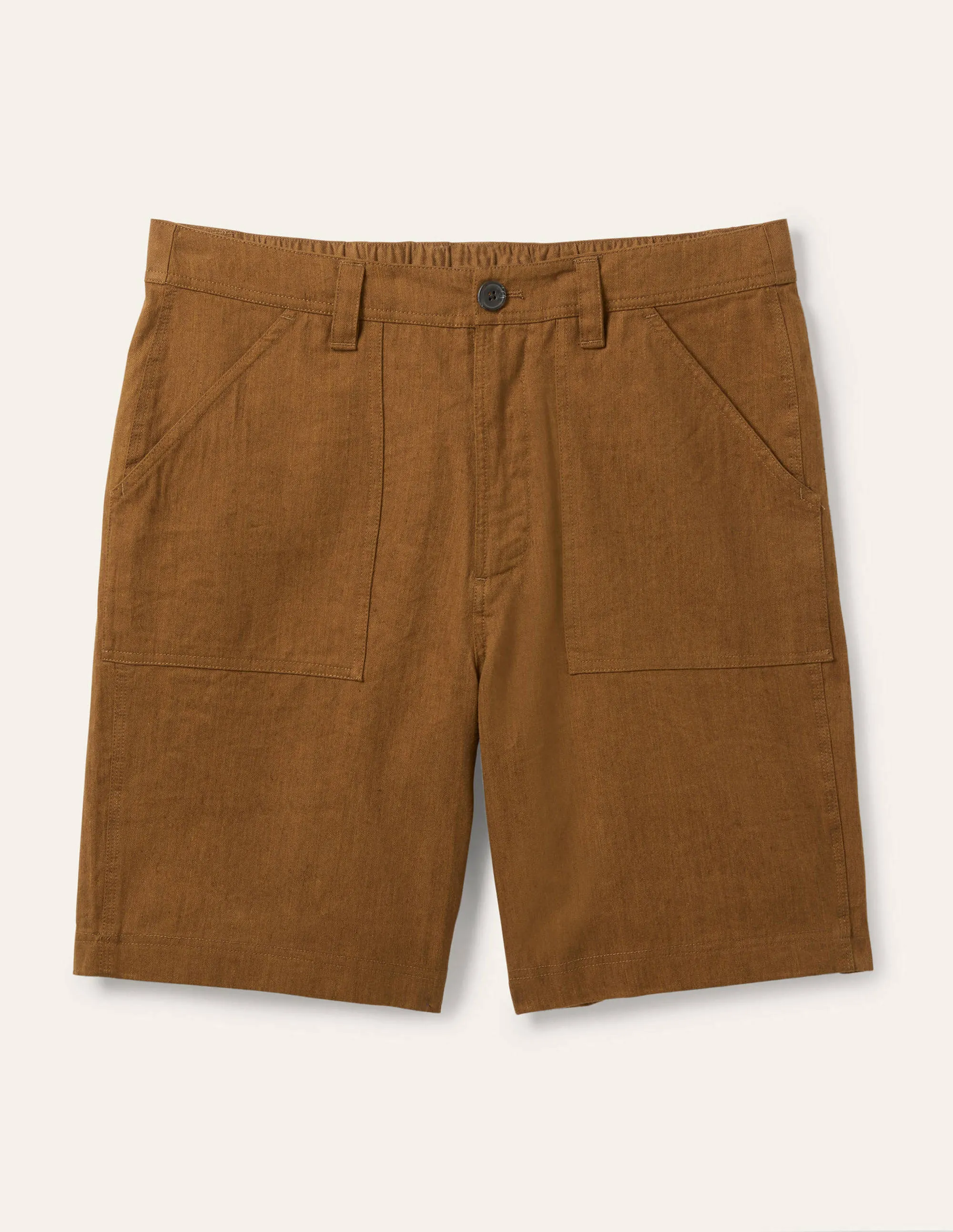 Linen Blend Easy Shorts-Toast