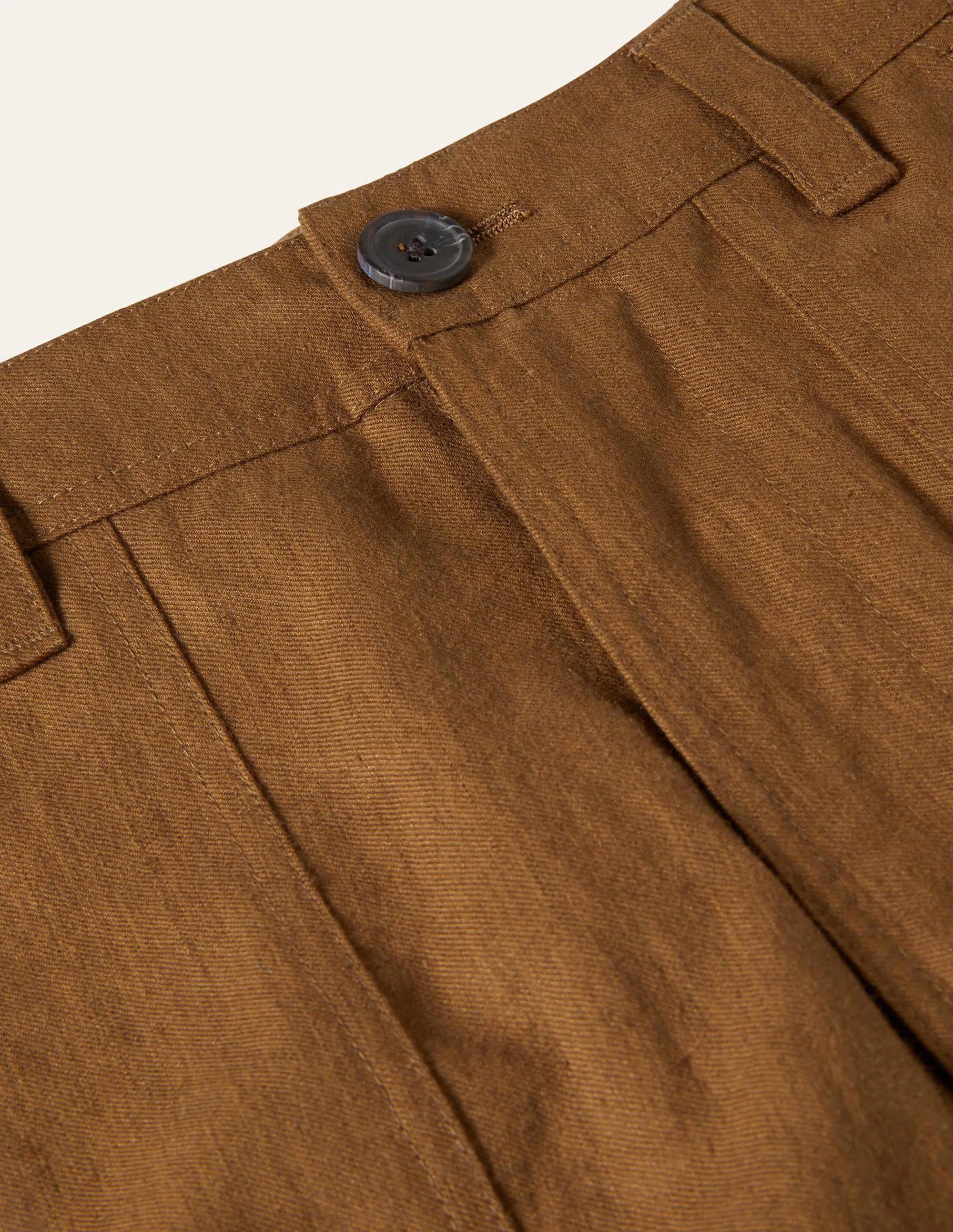 Linen Blend Easy Shorts-Toast
