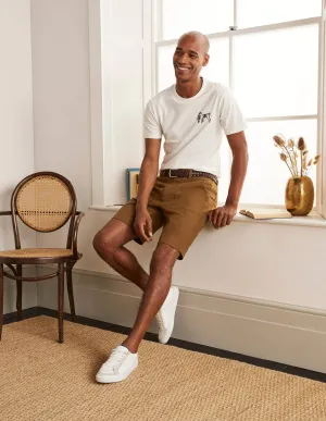 Linen Blend Easy Shorts-Toast