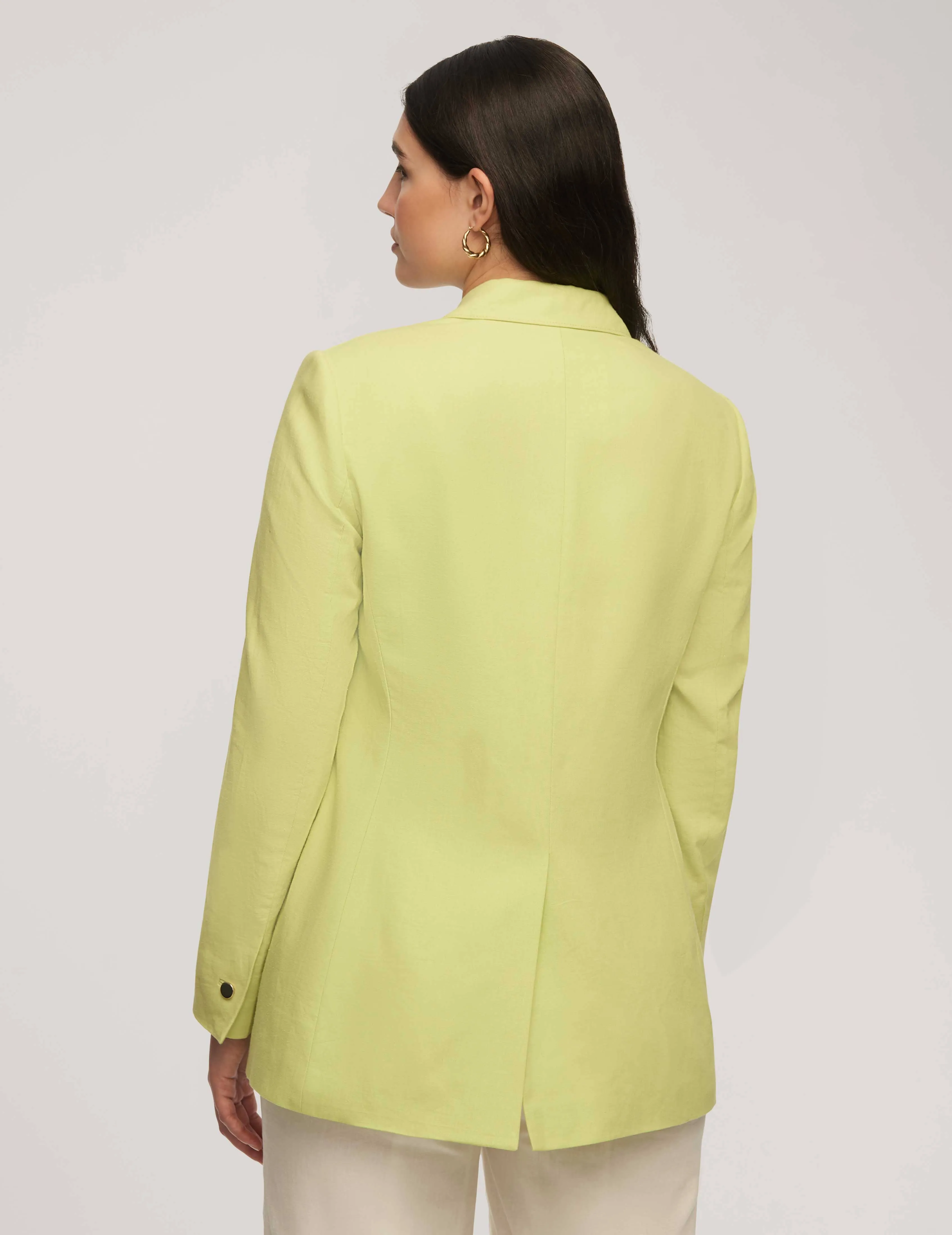 Linen One Button Jacket With Notch Collar- Sale