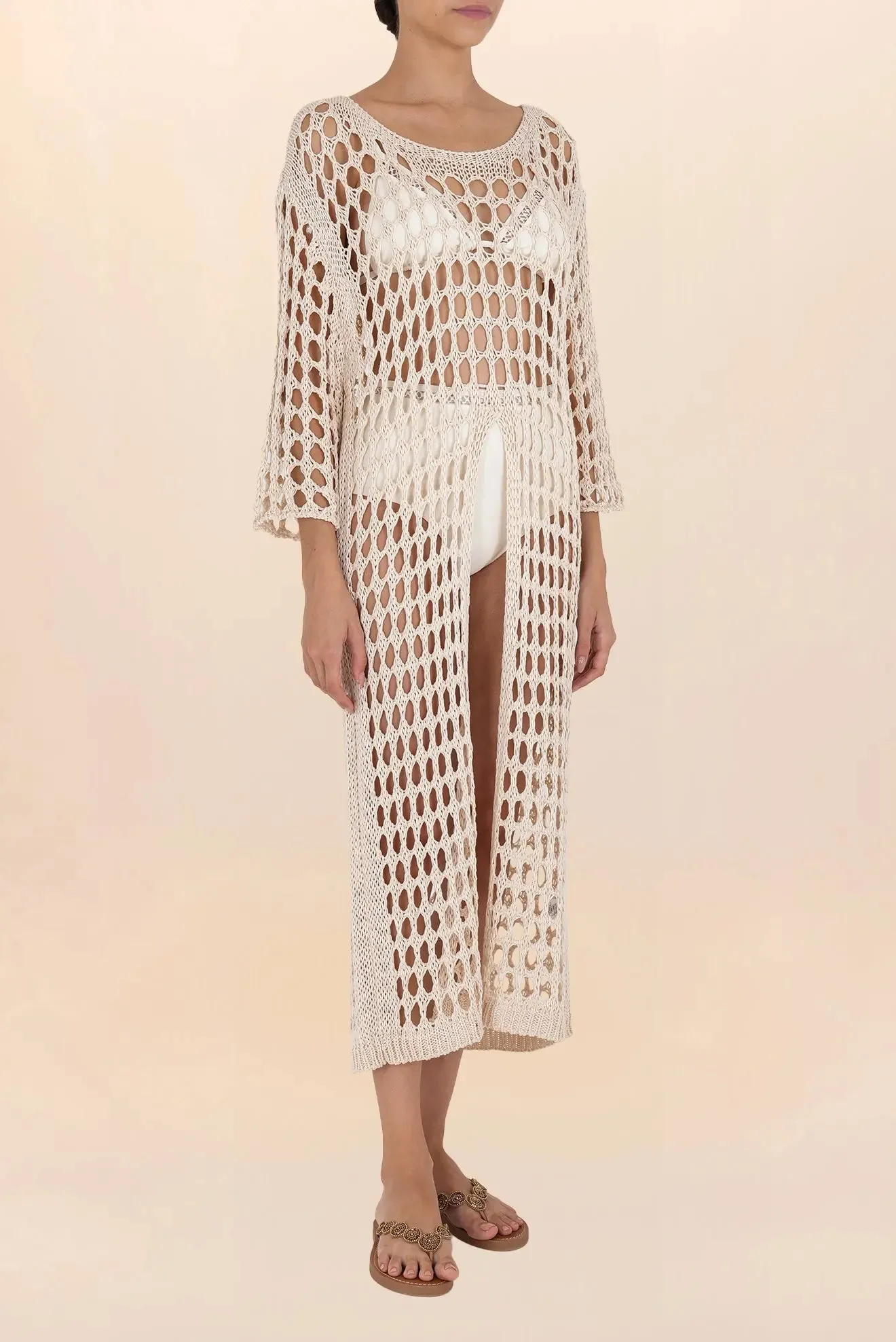 Long dress with slit - Natural color
