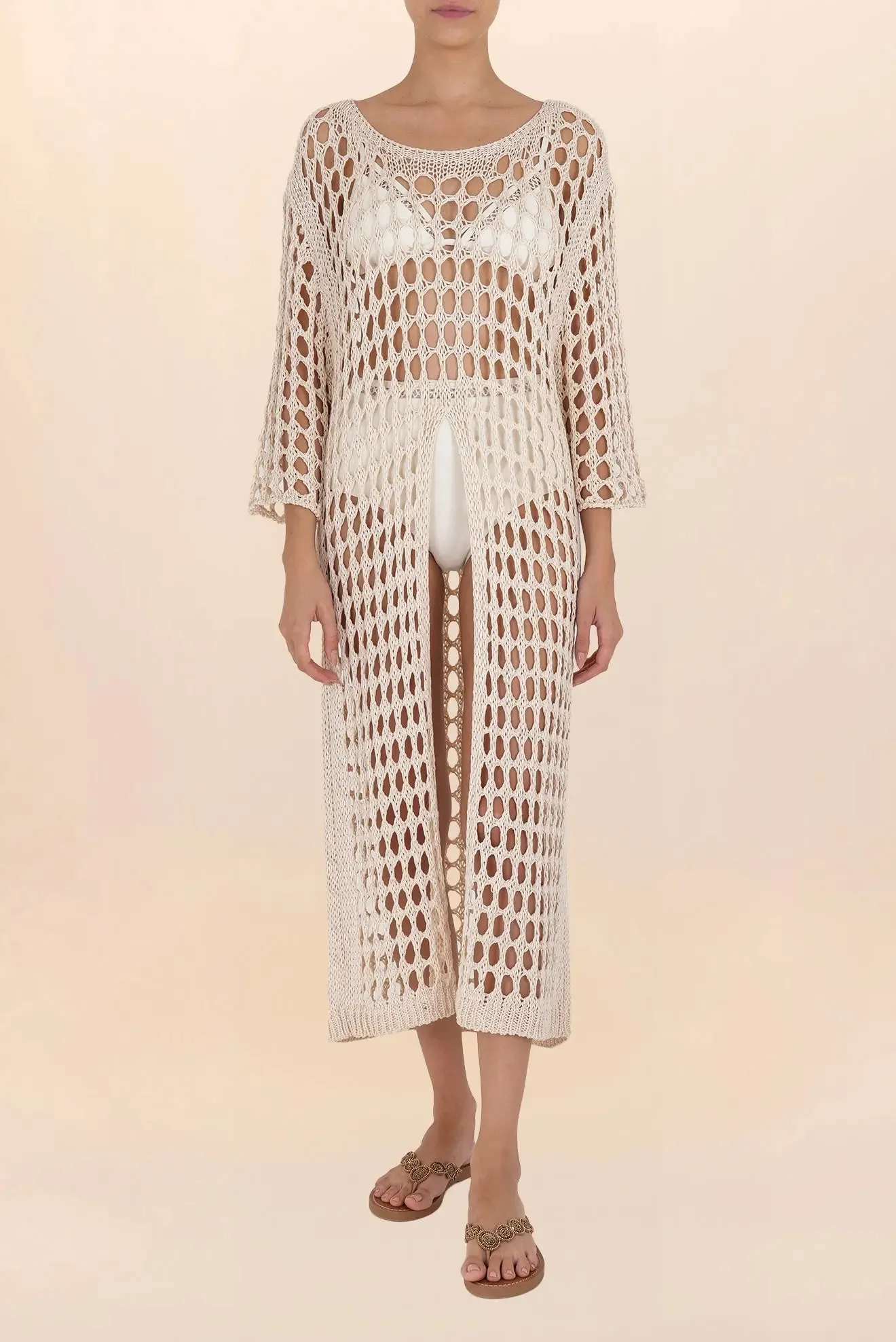 Long dress with slit - Natural color
