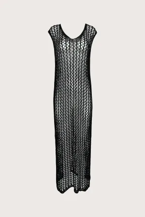 Long openwork dress - Black color