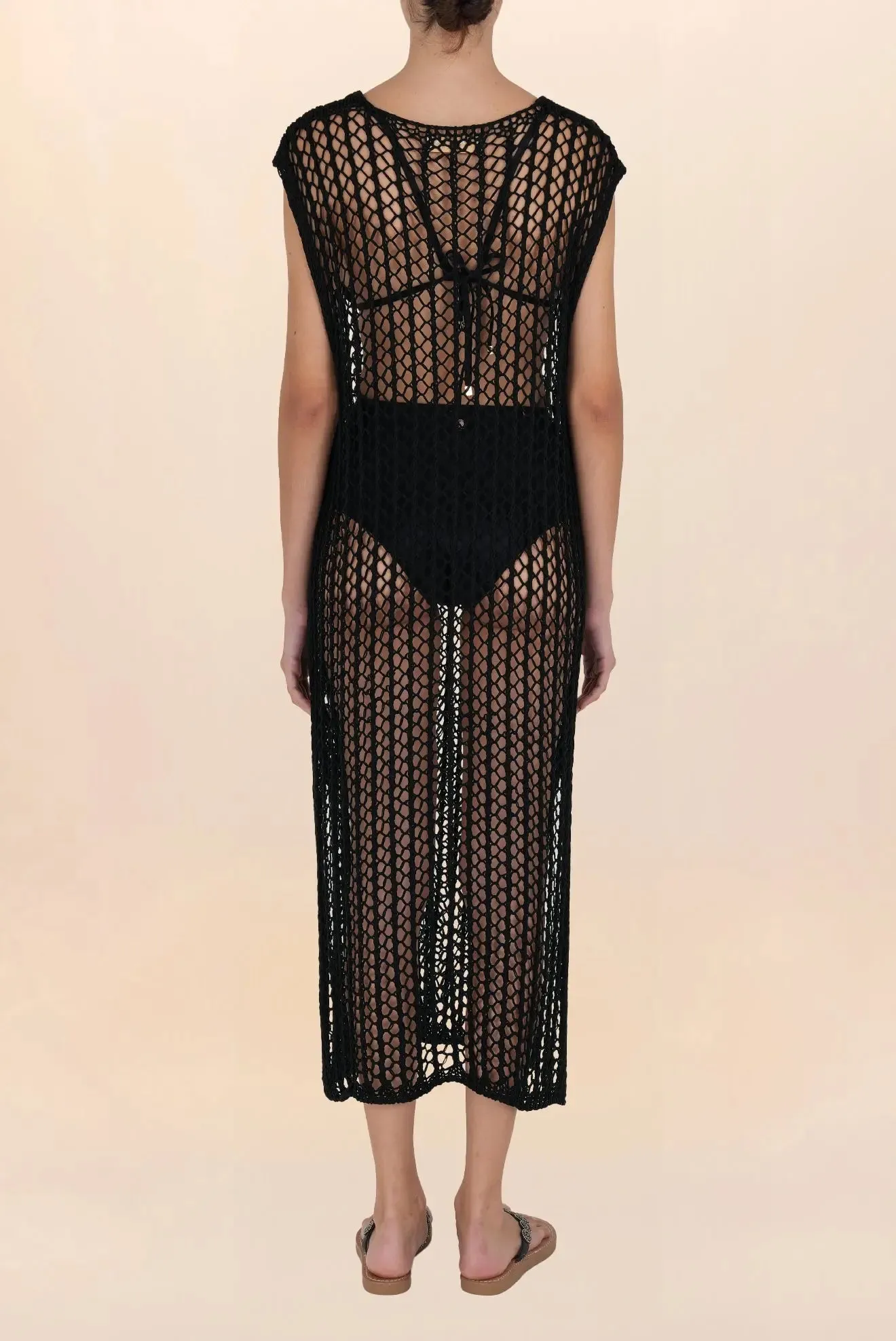 Long openwork dress - Black color