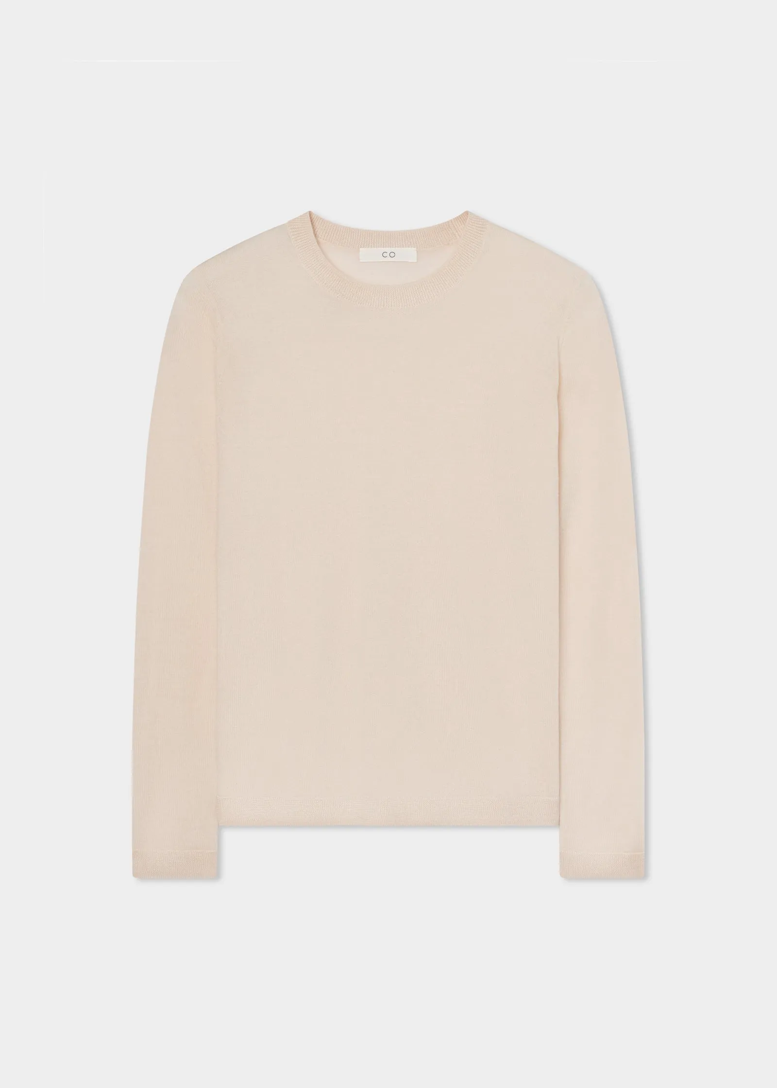 Long Sleeve Crew in Fine Cashmere - Whisper Pink