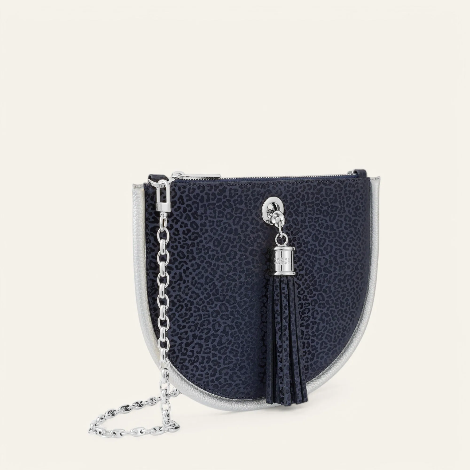 Luna Ivy | Navy Leopard Silver with Silver hardware
