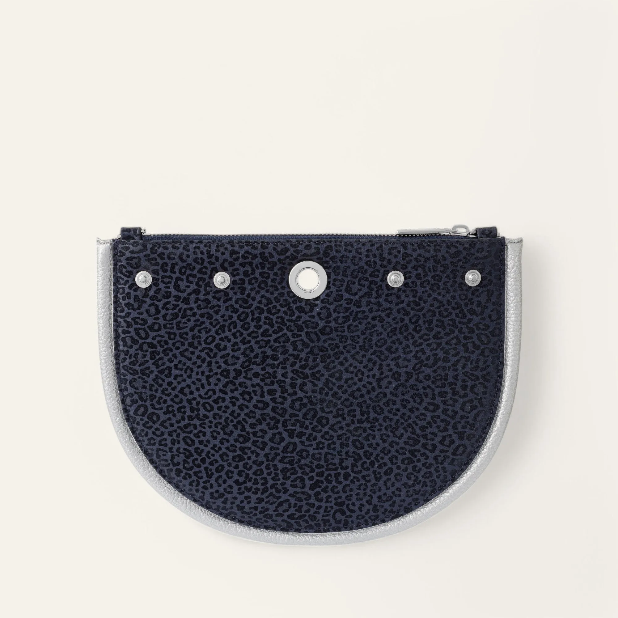Luna Ivy | Navy Leopard Silver with Silver hardware