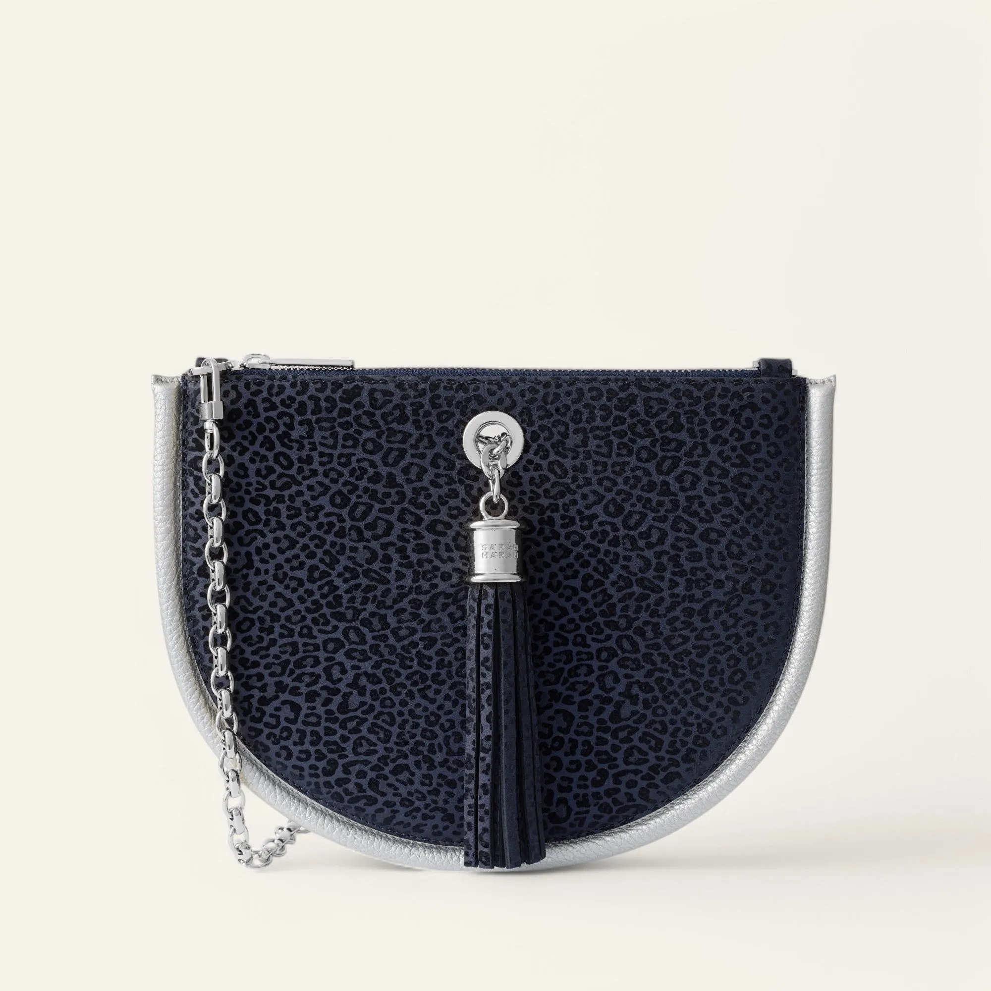 Luna Ivy | Navy Leopard Silver with Silver hardware