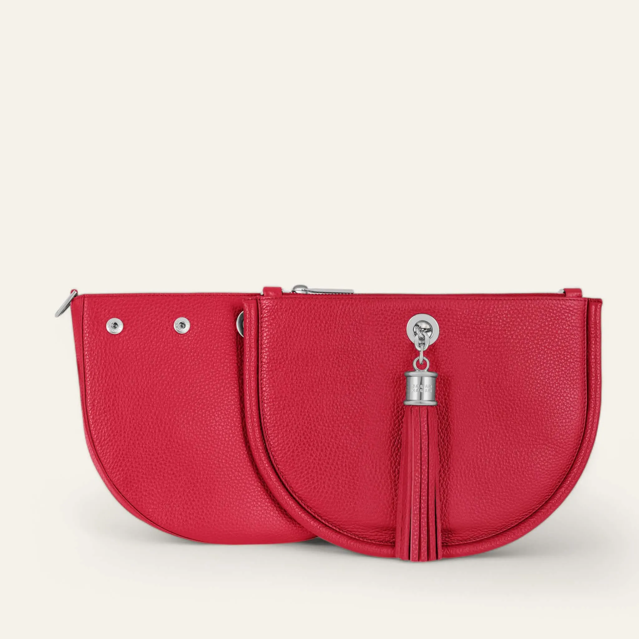 Luna Satchel | Pillarbox Red with Silver hardware