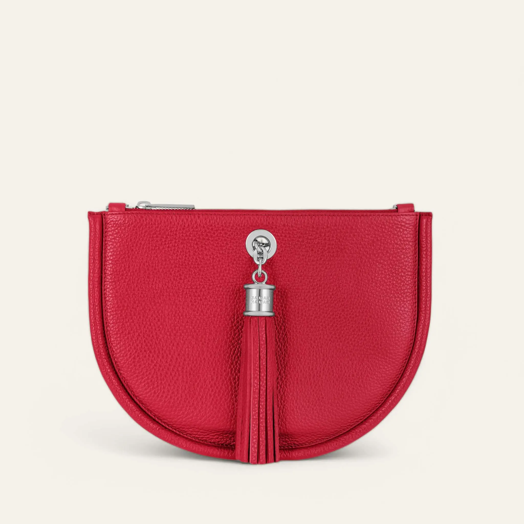 Luna Satchel | Pillarbox Red with Silver hardware