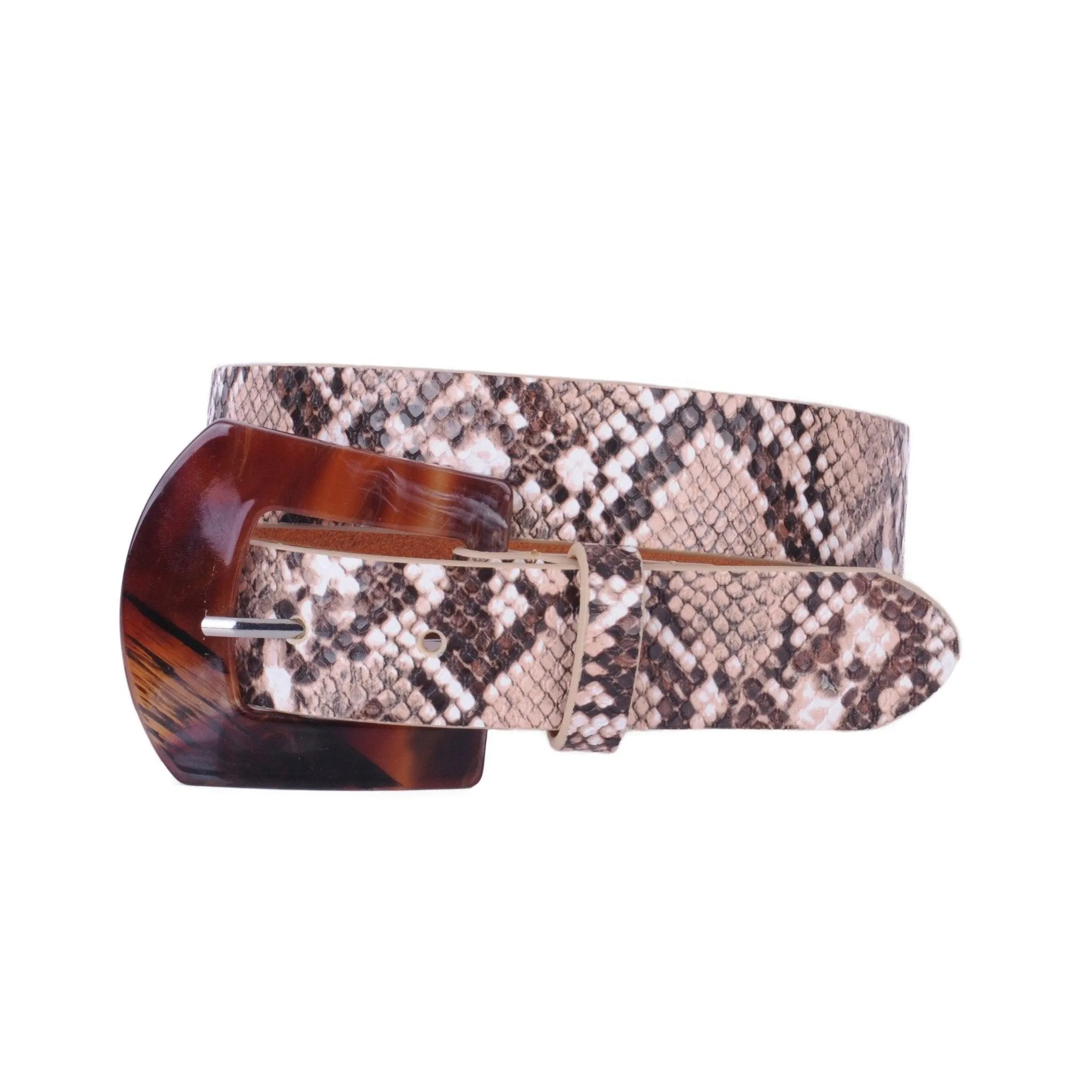 Marble Resin Buckle Python Print Belt