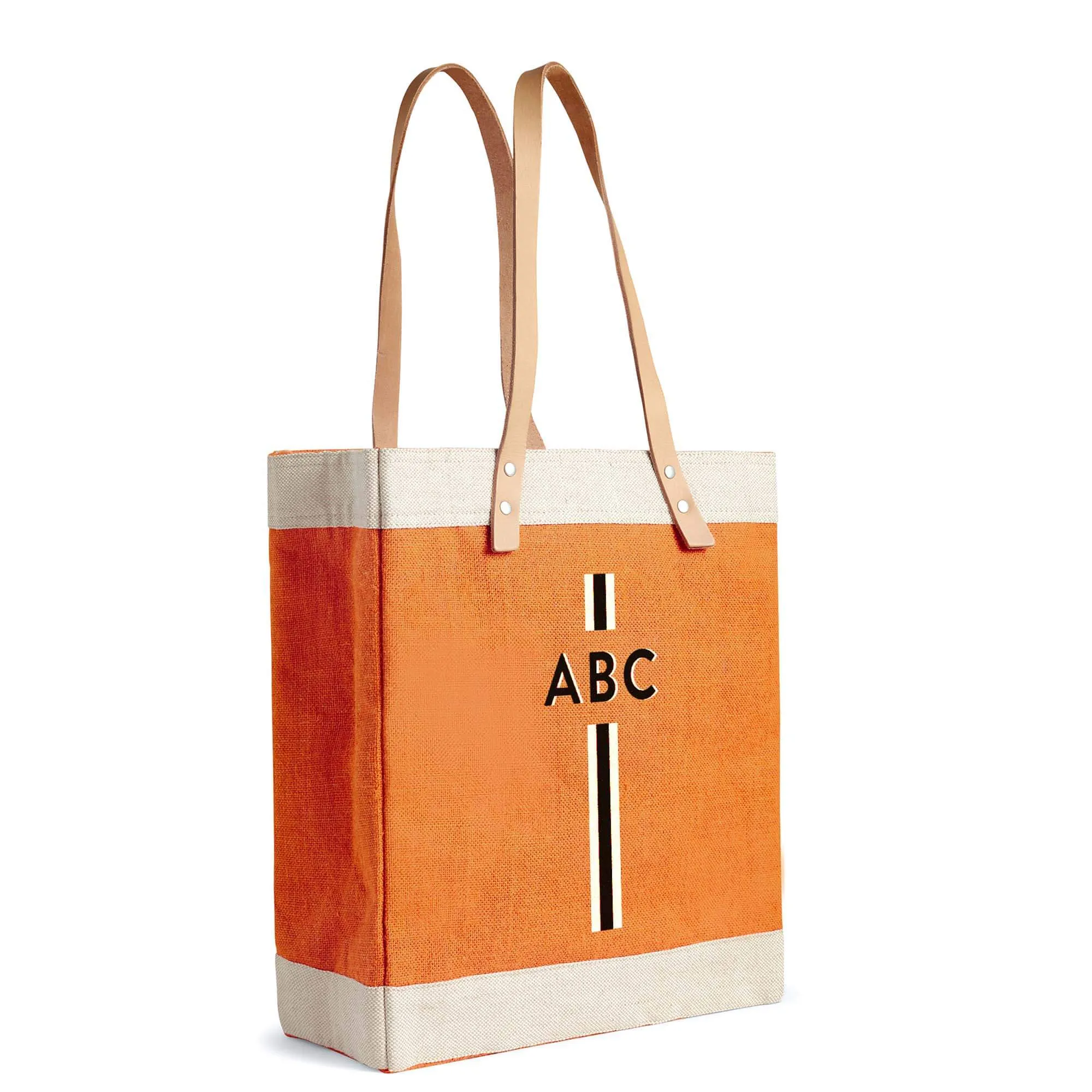 Market Tote in Citrus with Black Monogram