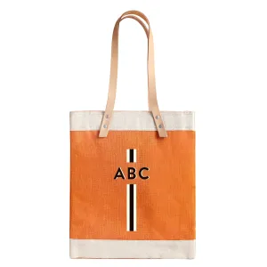 Market Tote in Citrus with Black Monogram