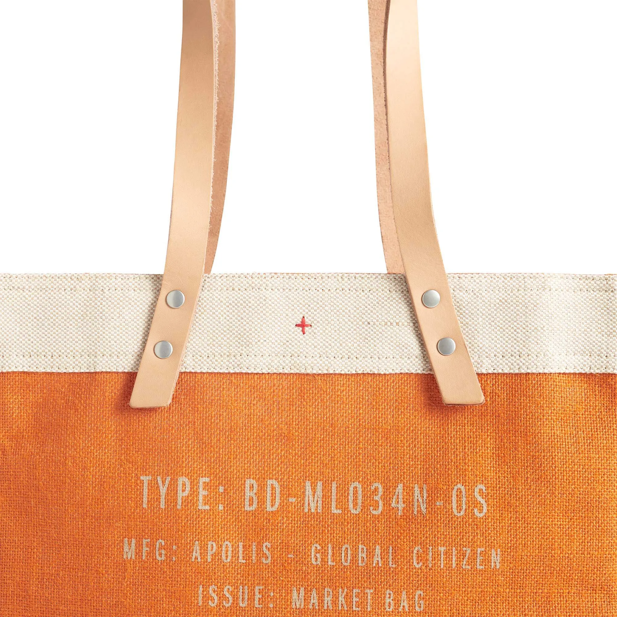 Market Tote in Citrus with Black Monogram