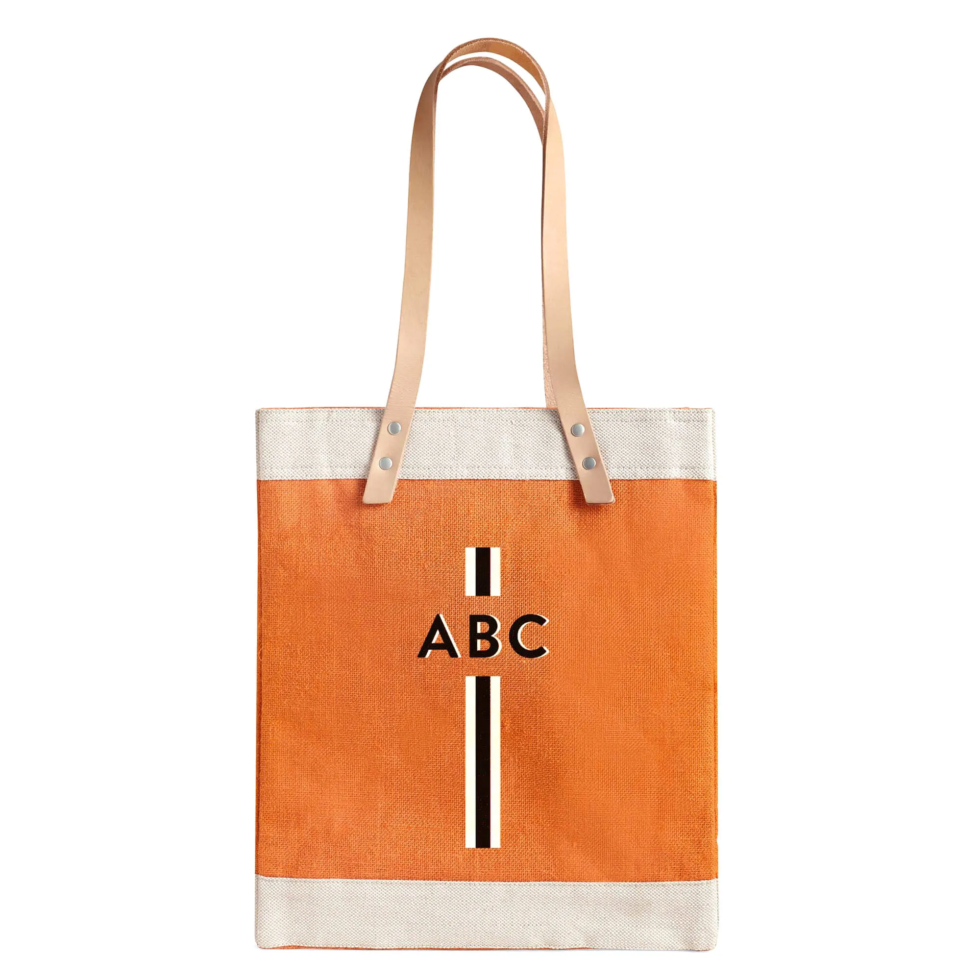 Market Tote in Citrus with Black Monogram