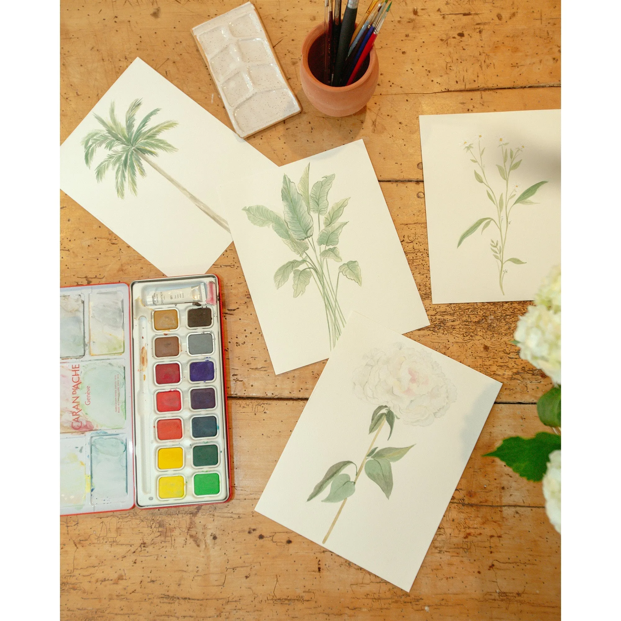 Market Tote in Natural Bird Sonnet Watercolor by Amy Logsdon