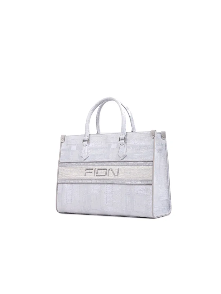 Oil Painting Jacquard with Leather Tote Bag
