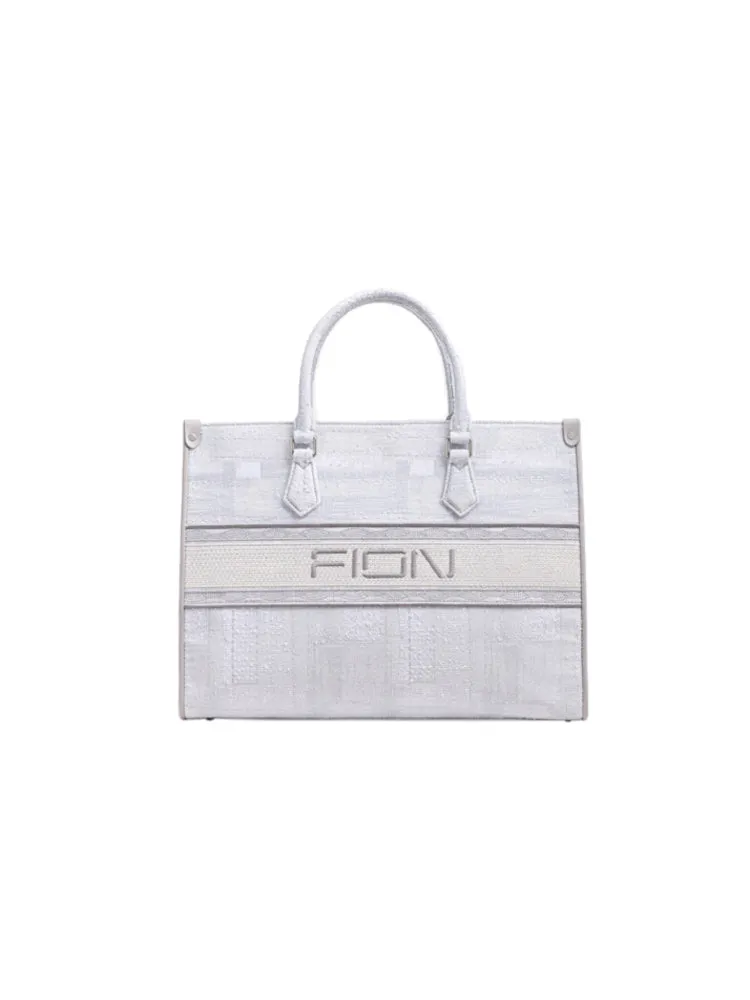 Oil Painting Jacquard with Leather Tote Bag
