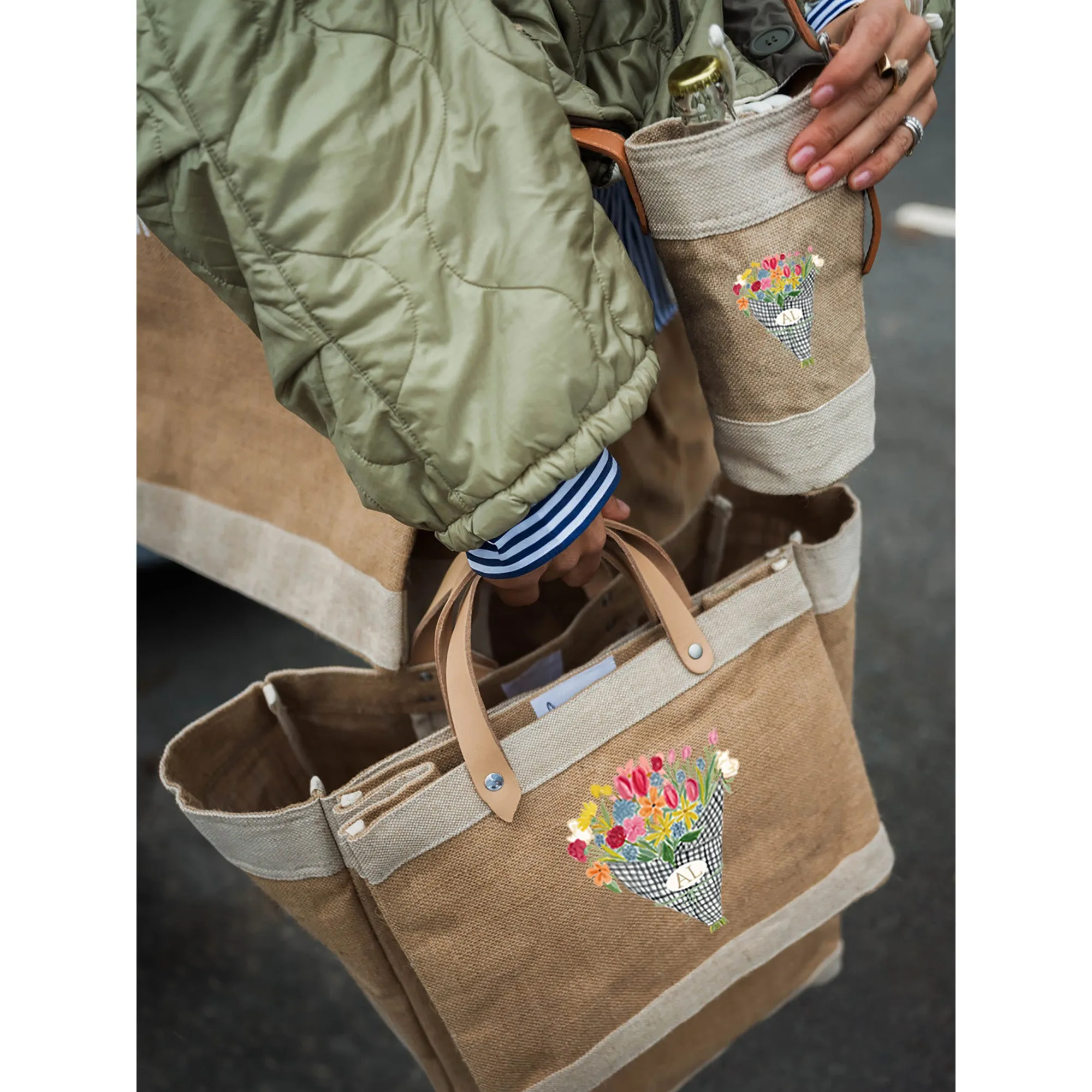 Petite Market Bag in Natural Flower Stand by Amy Logsdon