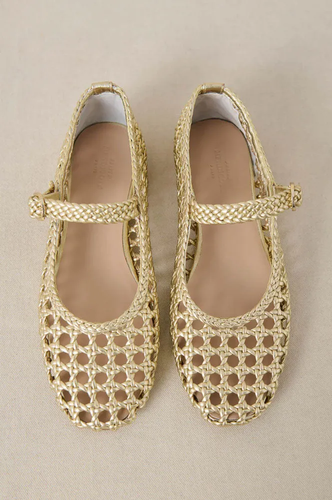 Petite Mendigote Claudette Gold Leather Ballerinas