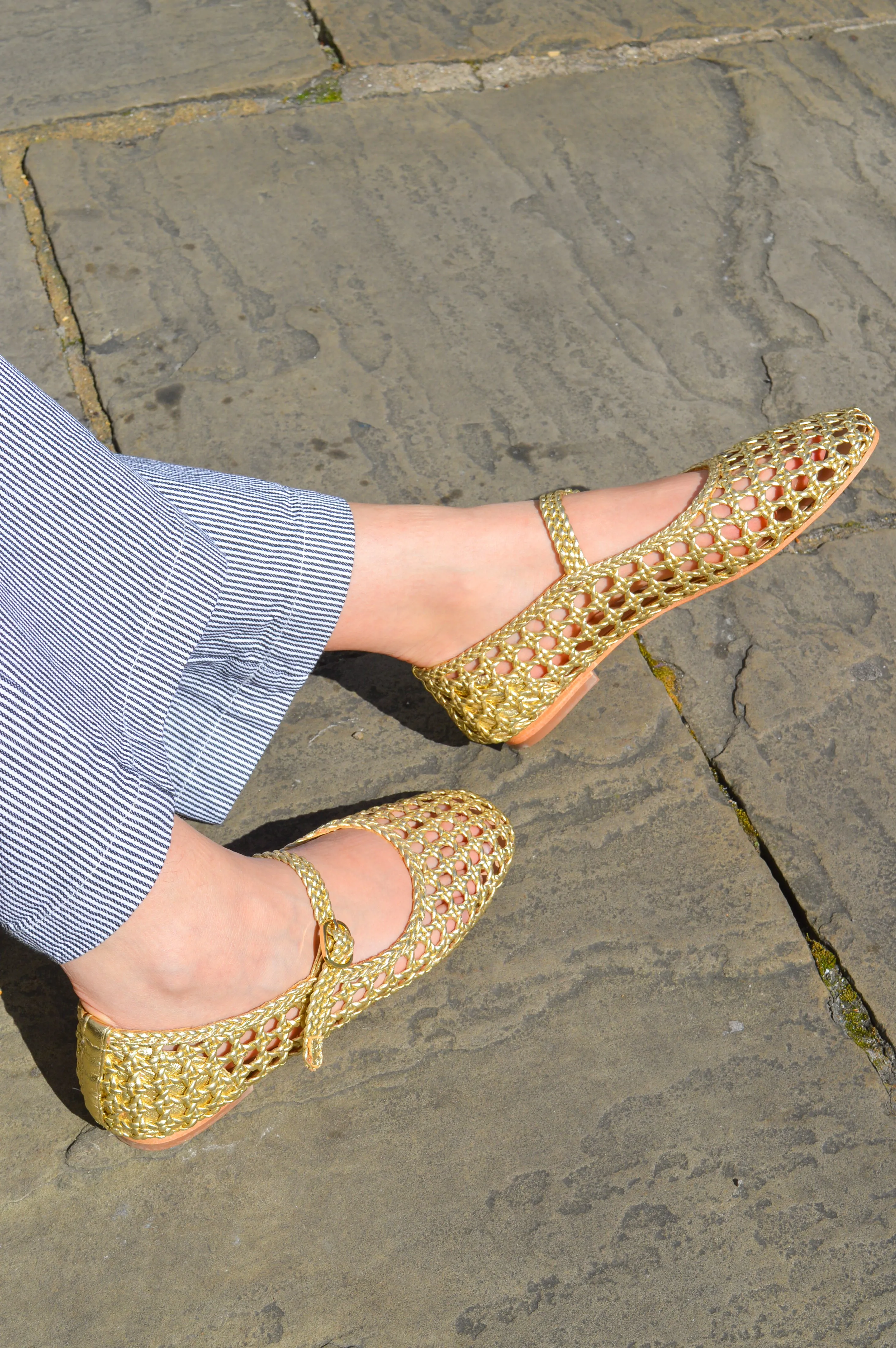 Petite Mendigote Claudette Gold Leather Ballerinas