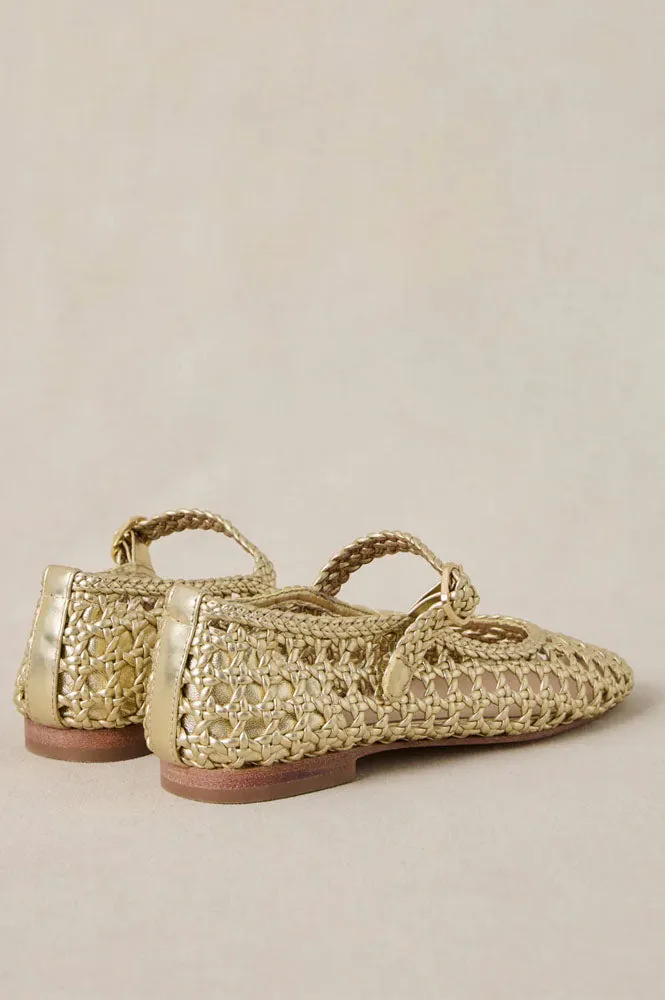 Petite Mendigote Claudette Gold Leather Ballerinas