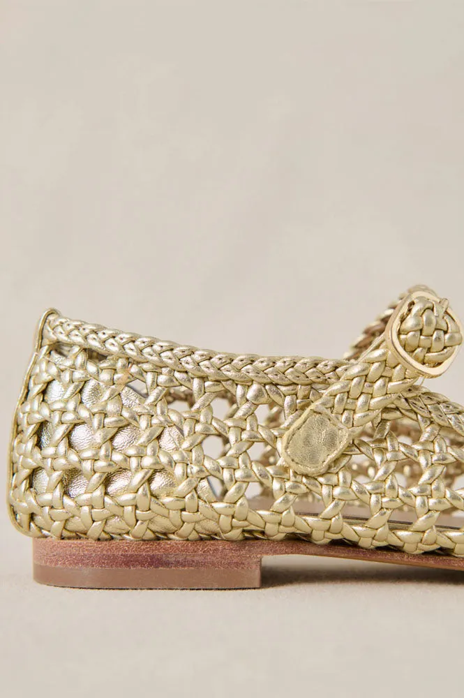 Petite Mendigote Claudette Gold Leather Ballerinas