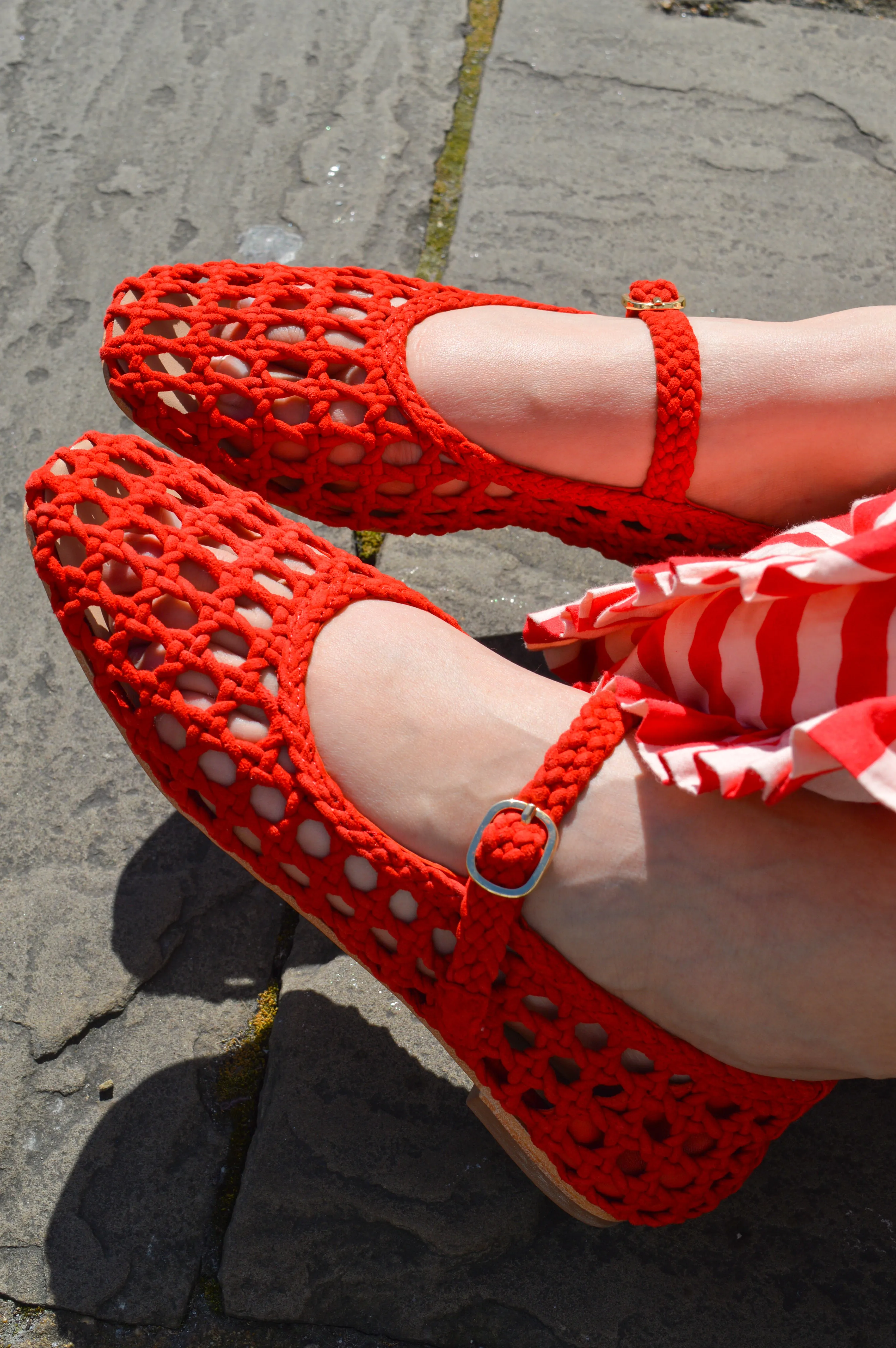Petite Mendigote Claudette Red Leather Ballerinas