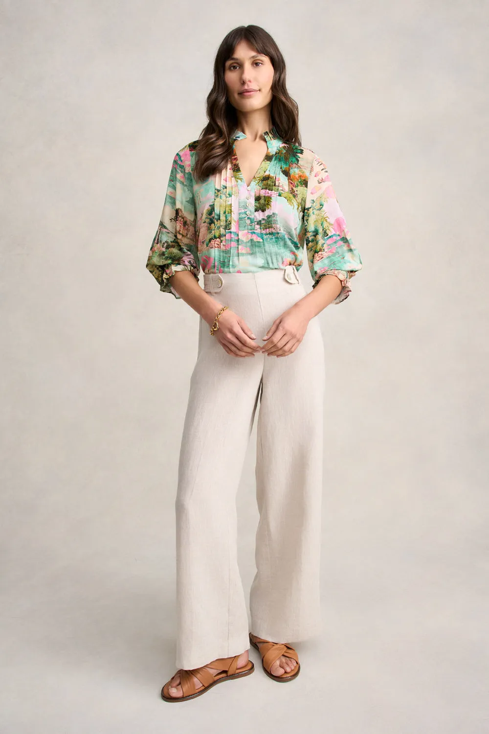 Pleat Front Kaftan - Holiday Print