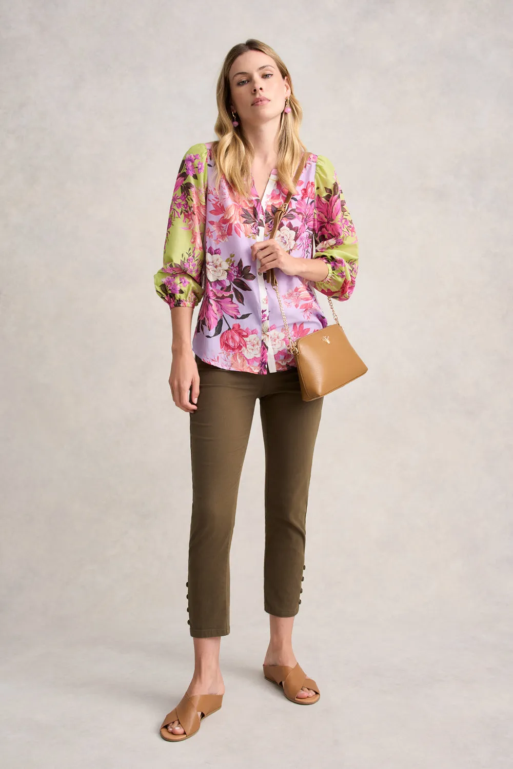Printed Cotton Silk Shirt - Spliced Floral