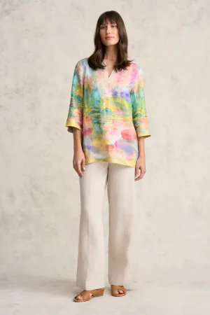 Printed Linen Tunic - Abstract Landscape