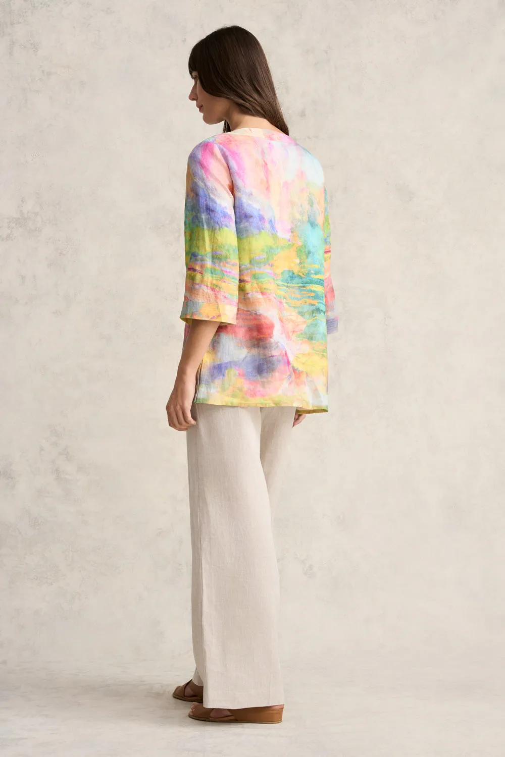 Printed Linen Tunic - Abstract Landscape