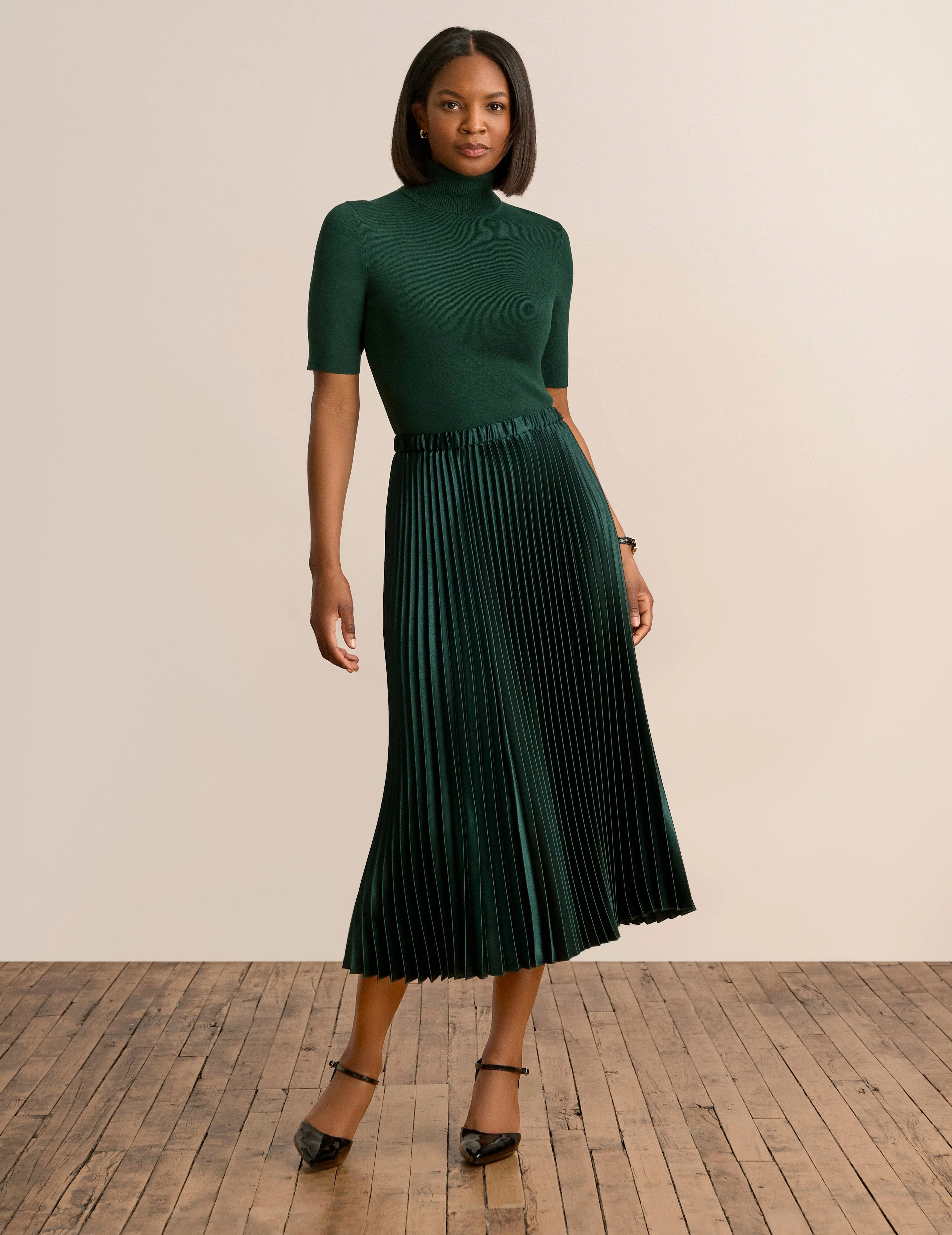 Pull On Pleated Skirt- Sale