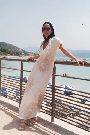 Rabens Saloner Cartwheel Frill Neck Seashell Dress