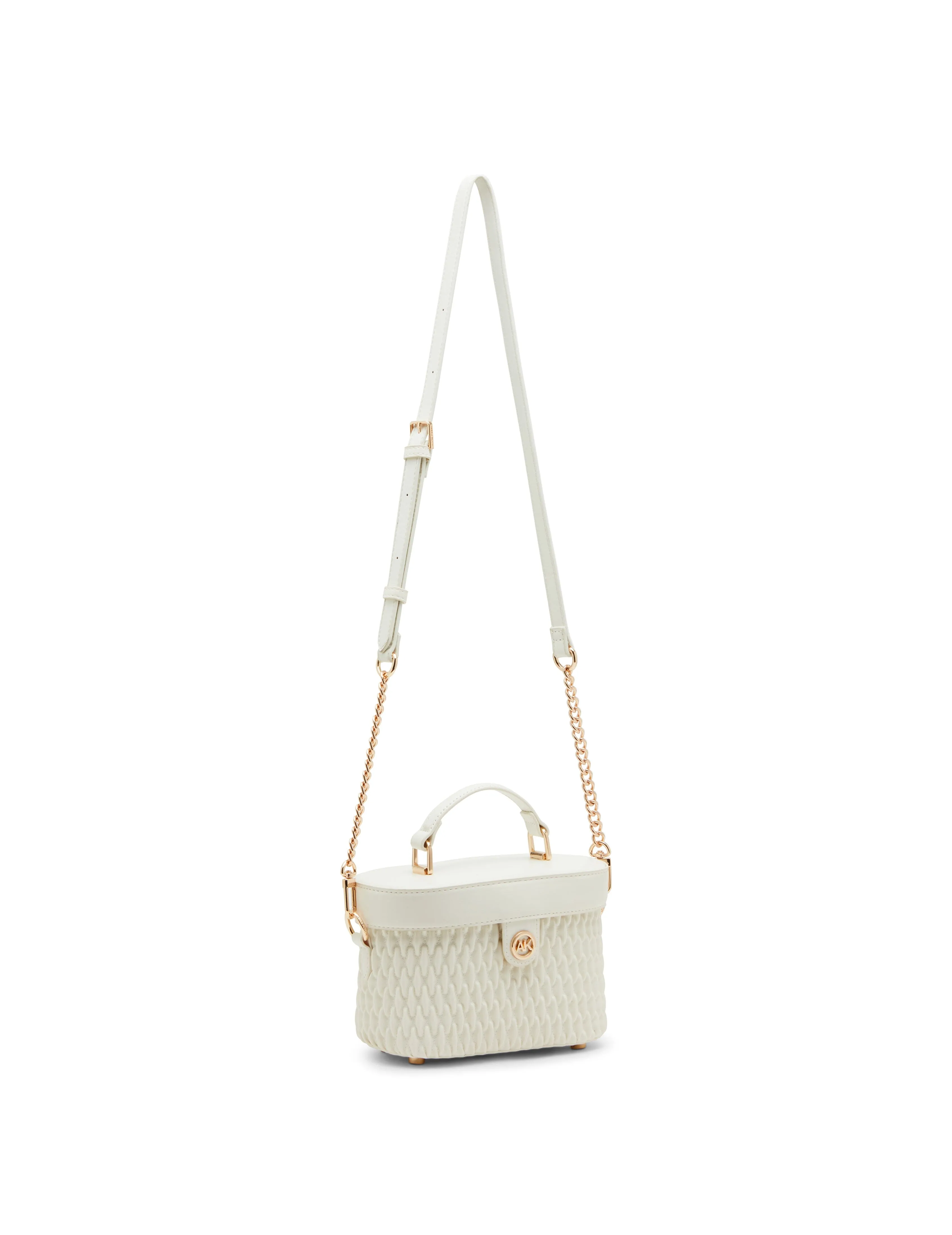 Ruched Top Handle Train Case With Detachable Crossbody Strap