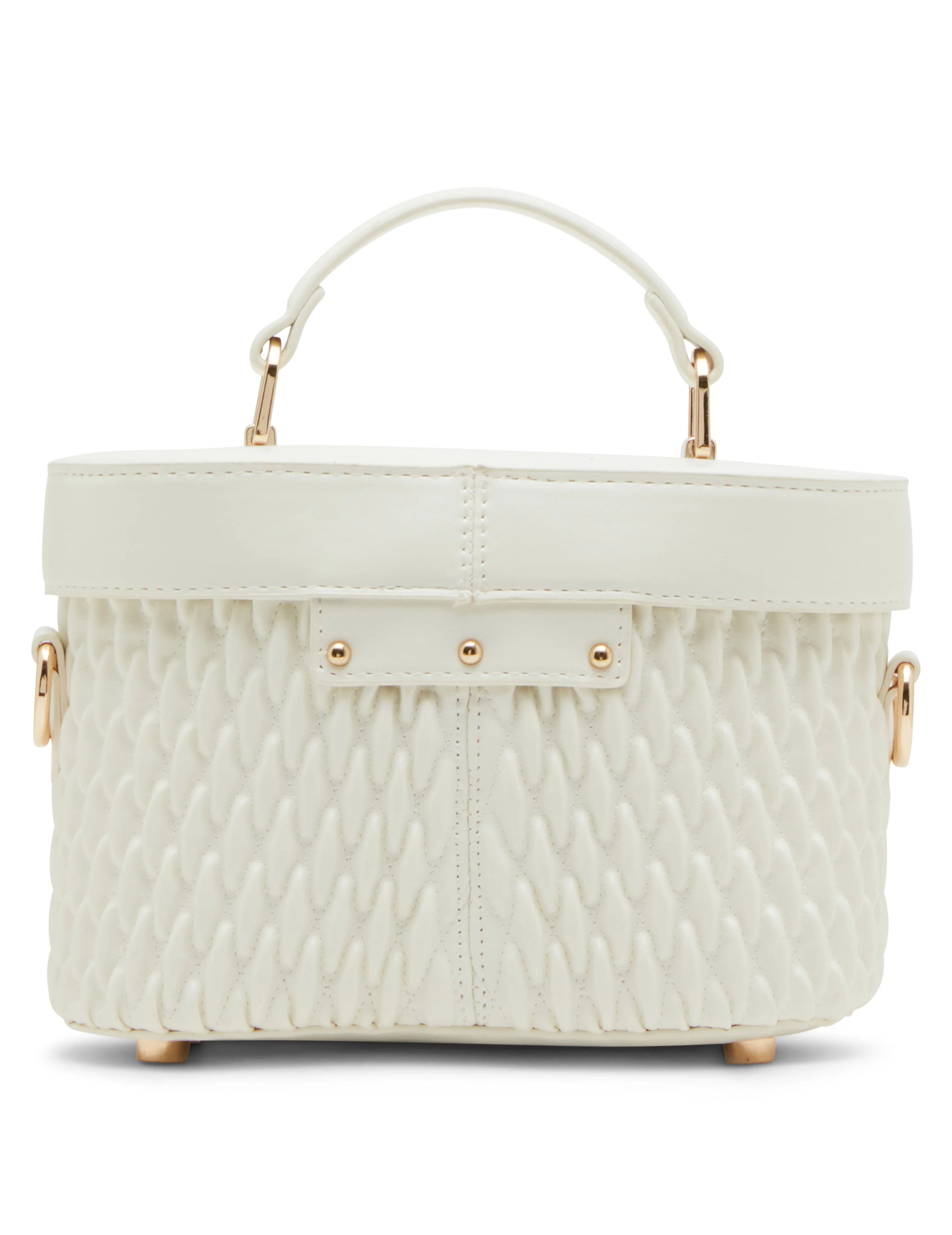 Ruched Top Handle Train Case With Detachable Crossbody Strap