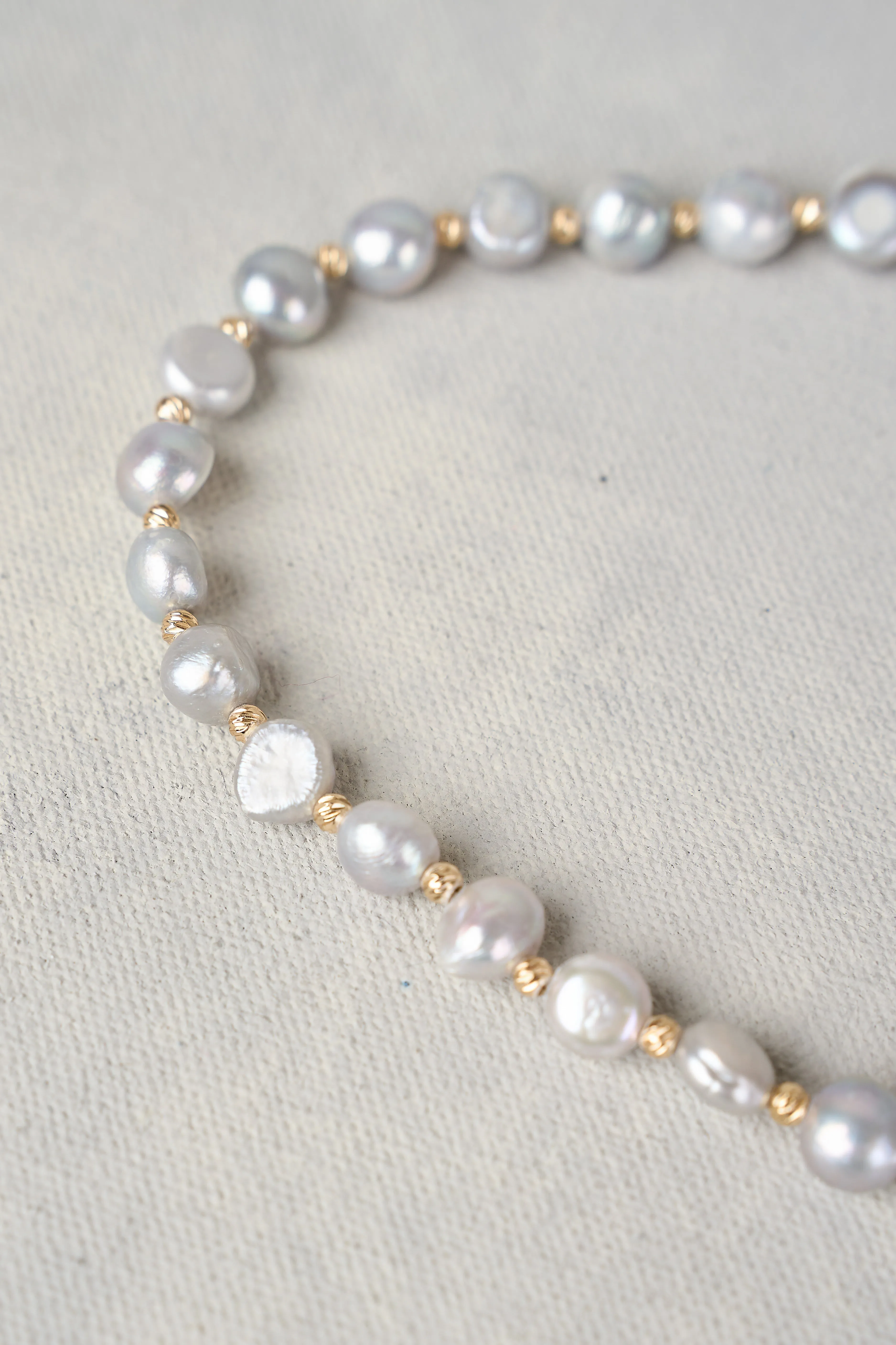 Silver Bee Pearl Necklace