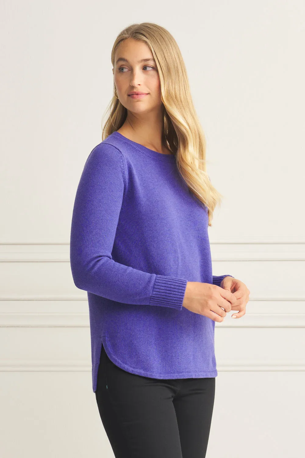 Stitch Detail Cotton Knit - Purple Marle