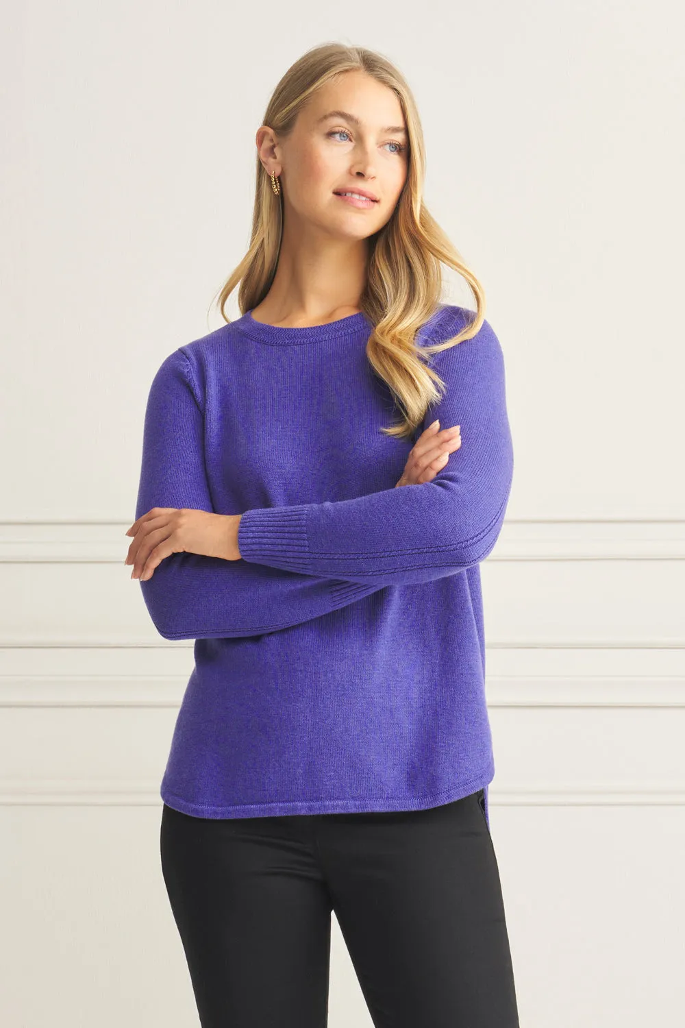 Stitch Detail Cotton Knit - Purple Marle