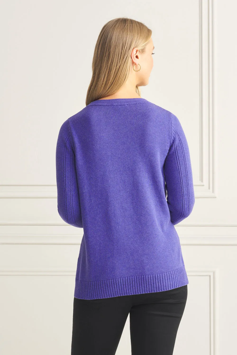 Stitch Detail Cotton Knit - Purple Marle