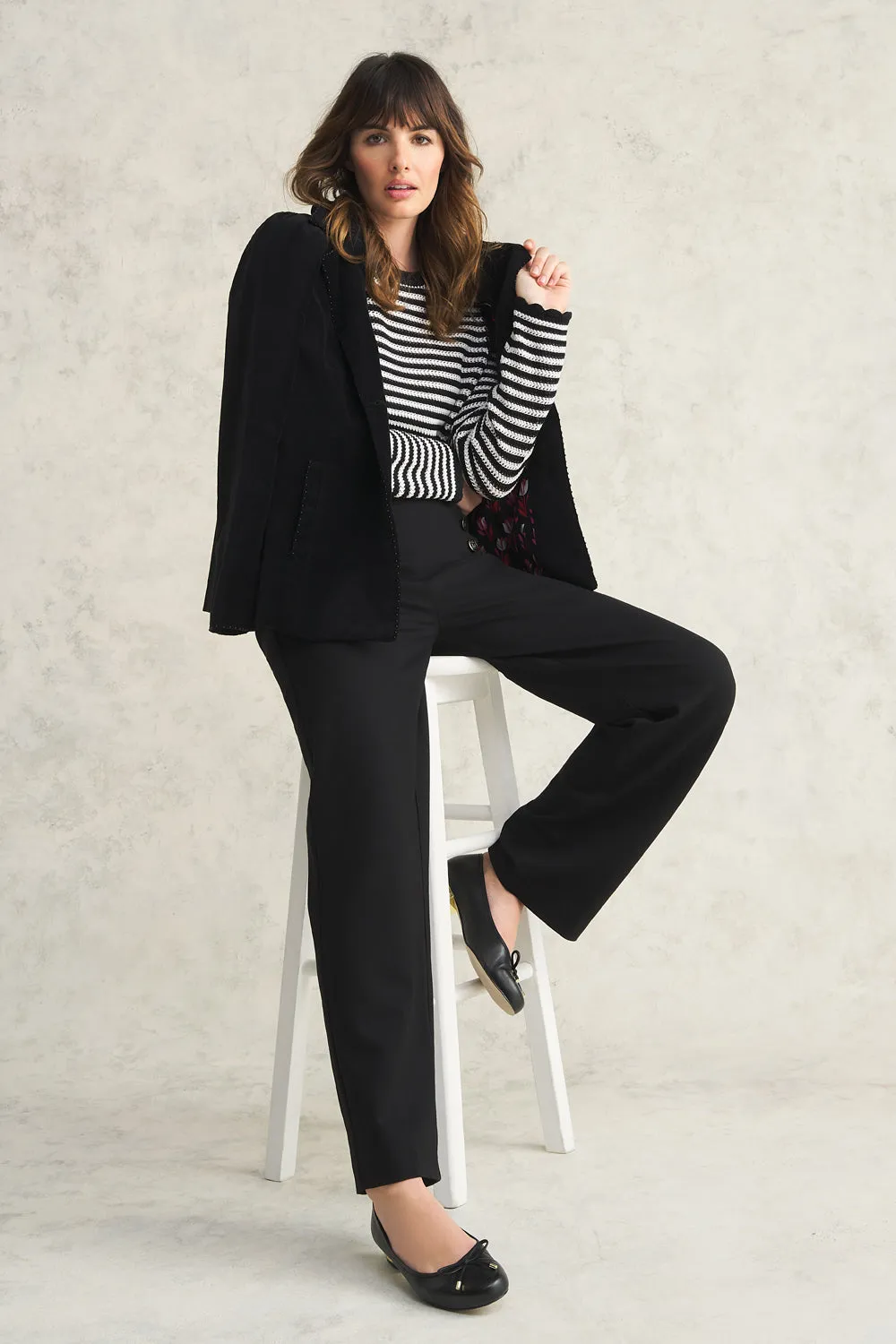 Stripe Cotton Crochet Jumper - Black & White Stripe