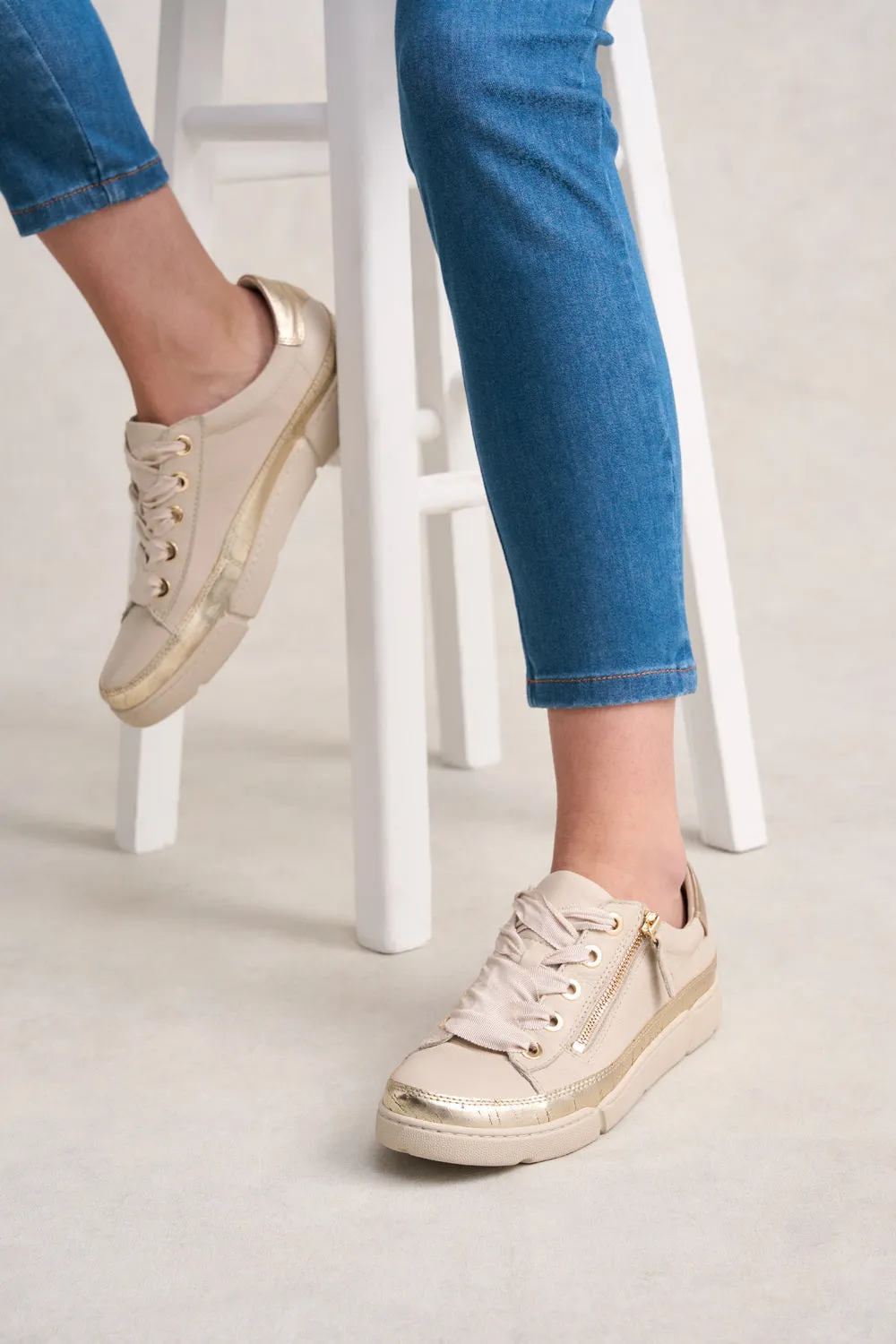 Talina Leather Sneaker - Almond